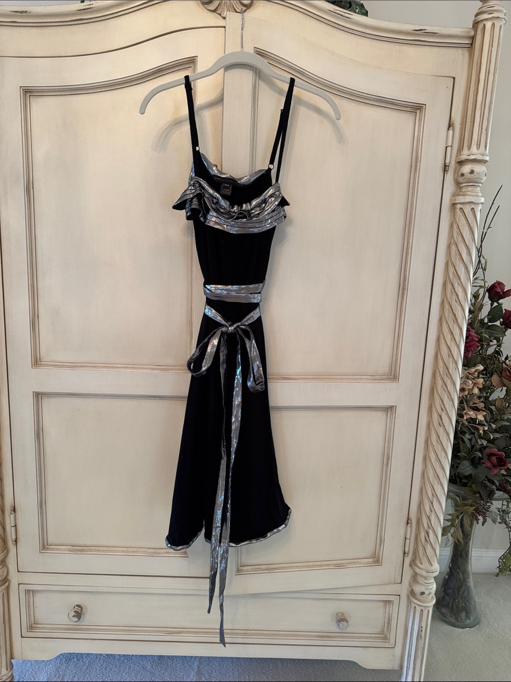 Marc By Marc Jacobs Black Midi Dress with Silver Trim